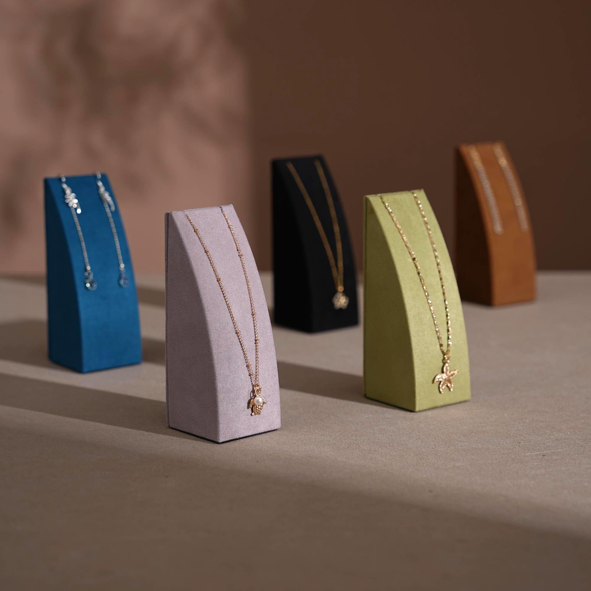 Dune Necklace & Earring Display Stand, Weighted Vegan Suede
