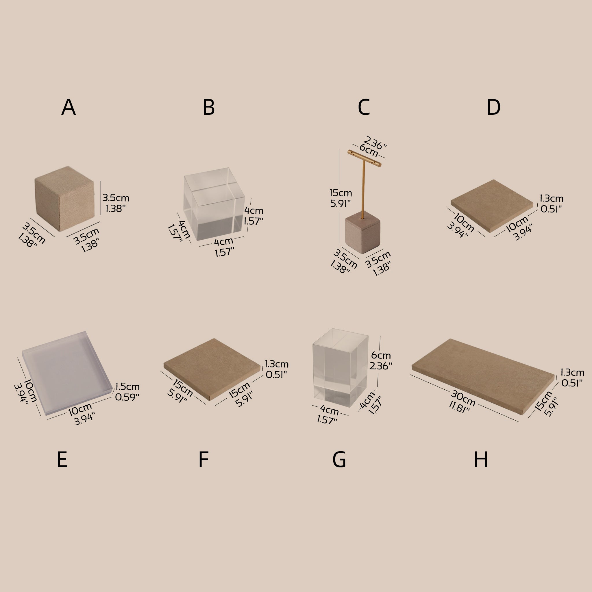 Beige Vagen suede Jewelry Display Set · 14-Piece