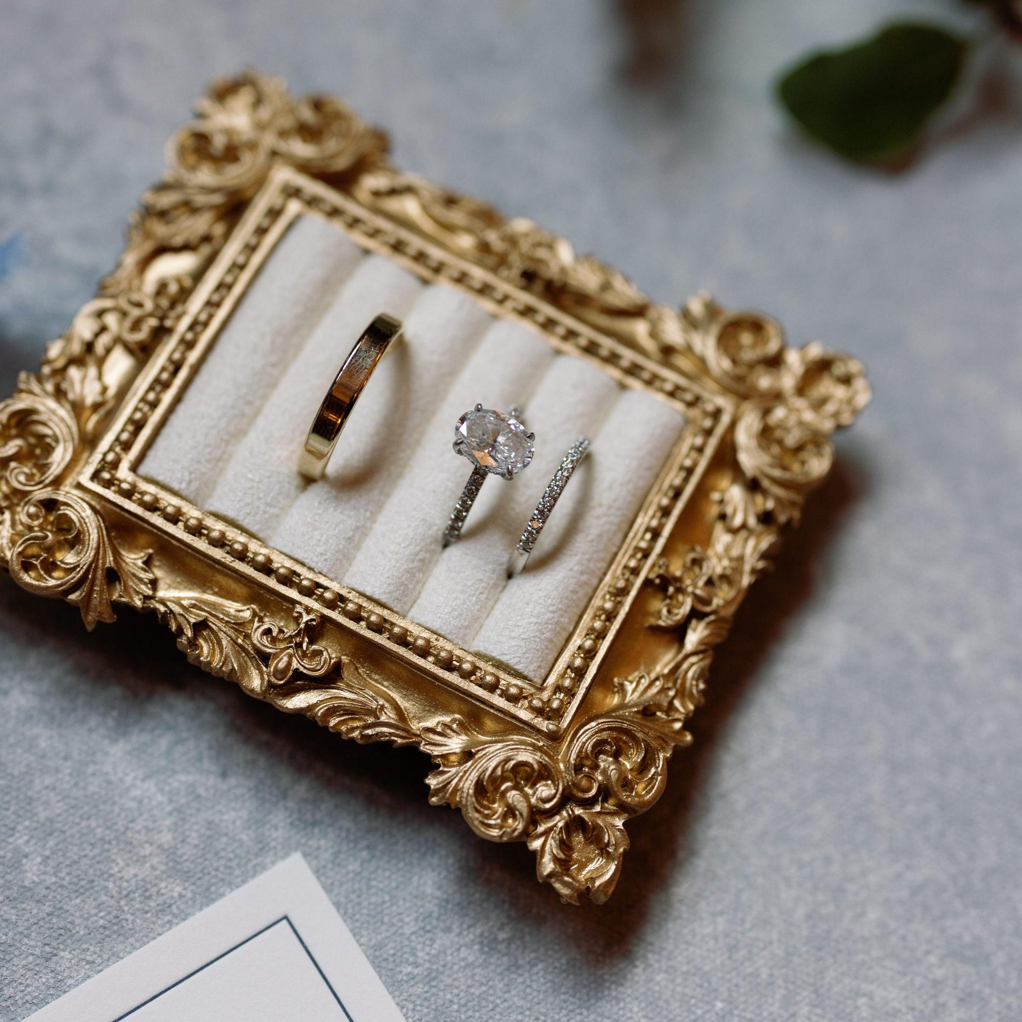 Rococo Inspired Ring & Earring Holder for Wedding Flat Lays