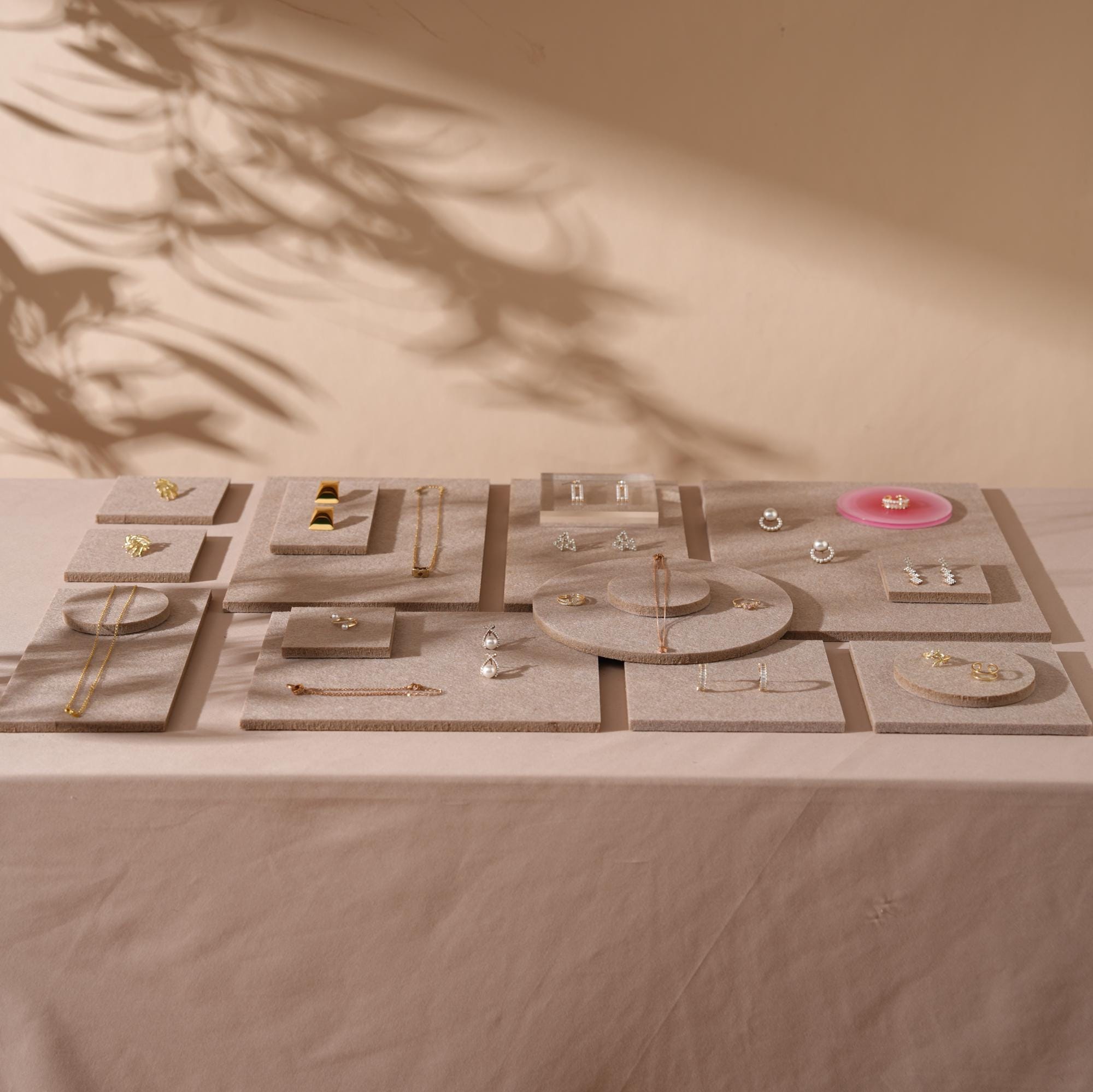 Beige Felt Jewelry Display Set