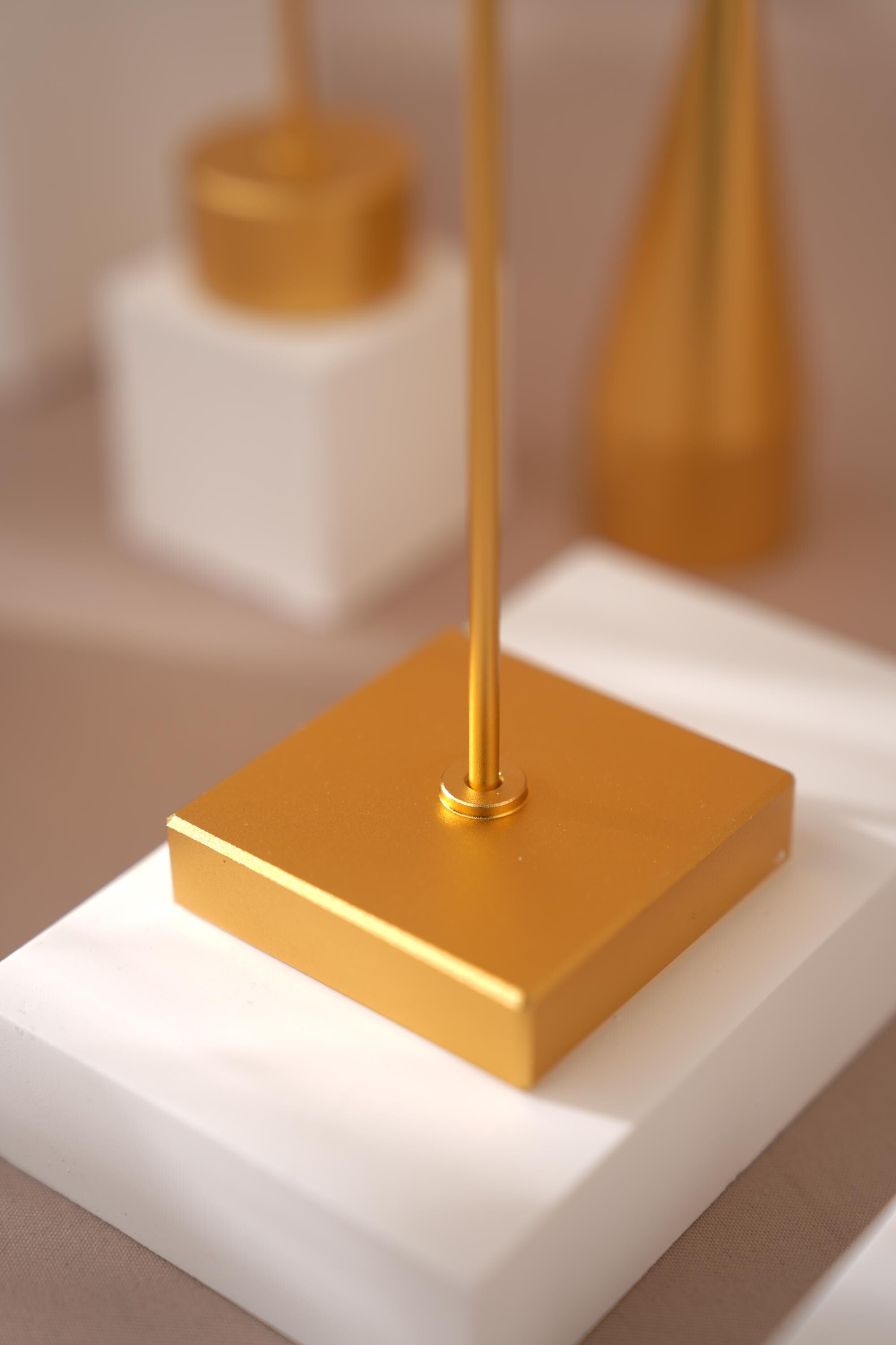 Gold Metal Earring Holder: Jewelry Display Stand with Gypsum Base