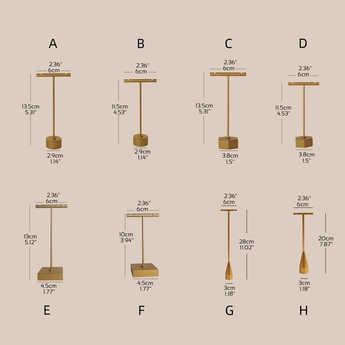 Gold Metal Earring Holder: Jewelry Display Stand with Gypsum Base