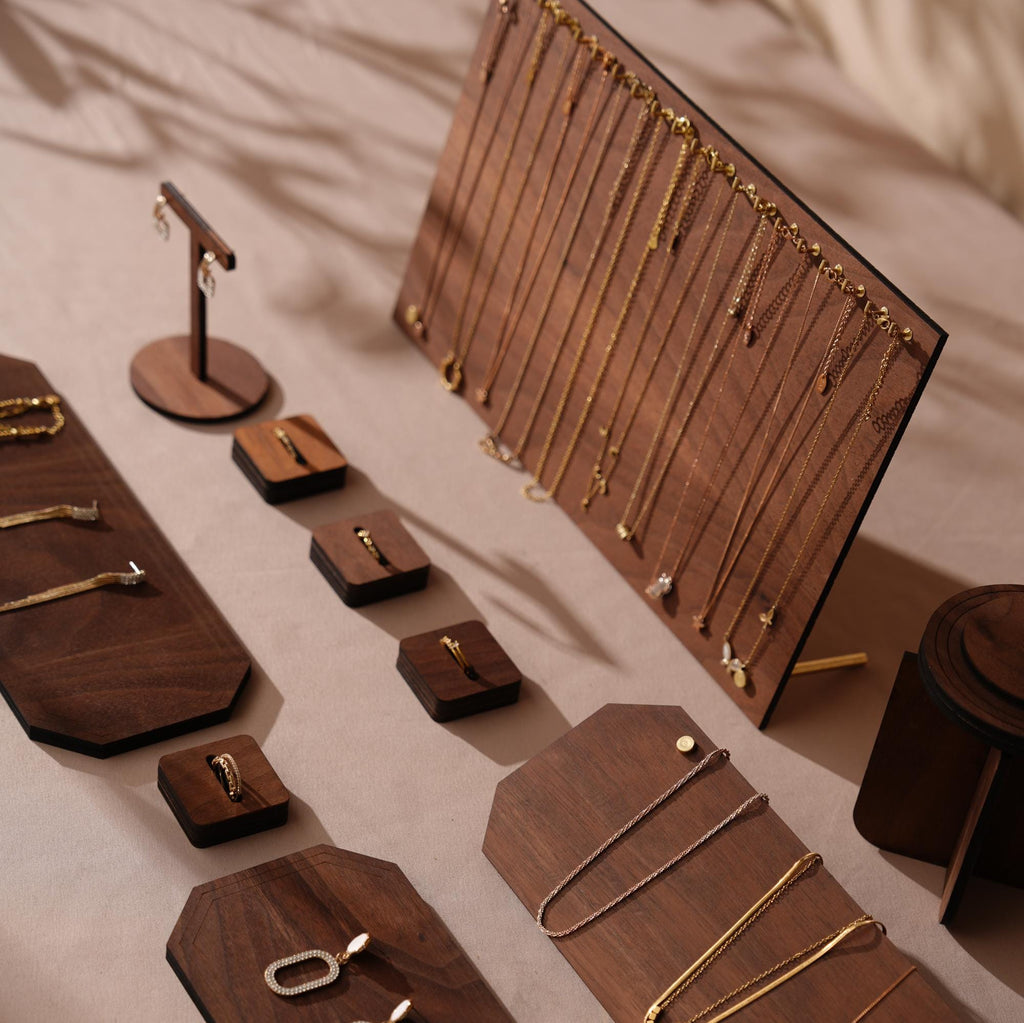 Walnut Veneer Jewelry Display Prop