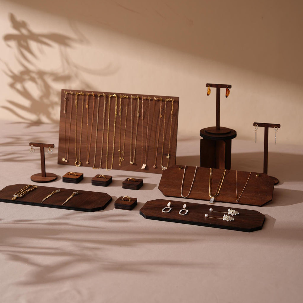 Walnut Veneer Jewelry Display Prop