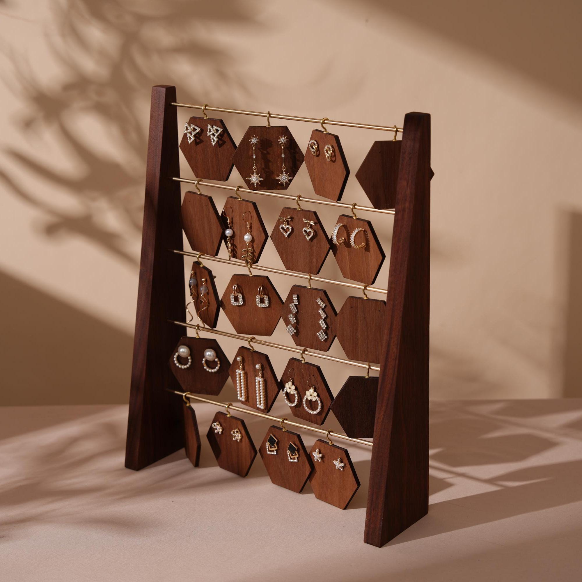 Walnut Earring Display Stand