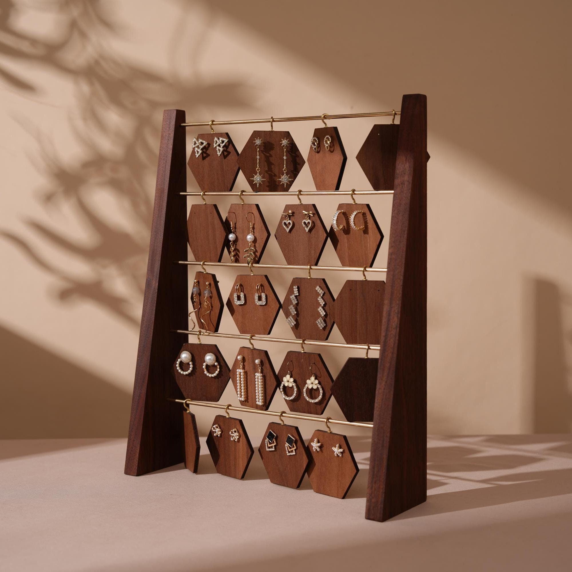 Walnut Earring Display Stand