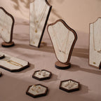 Elegant Jewelry Display Set: Stone-Look Necklace, Ring & Earring Organizer