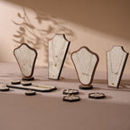 Elegant Jewelry Display Set: Stone-Look Necklace, Ring & Earring Organizer