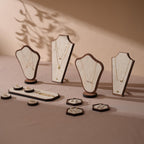 Elegant Jewelry Display Set: Stone-Look Necklace, Ring & Earring Organizer