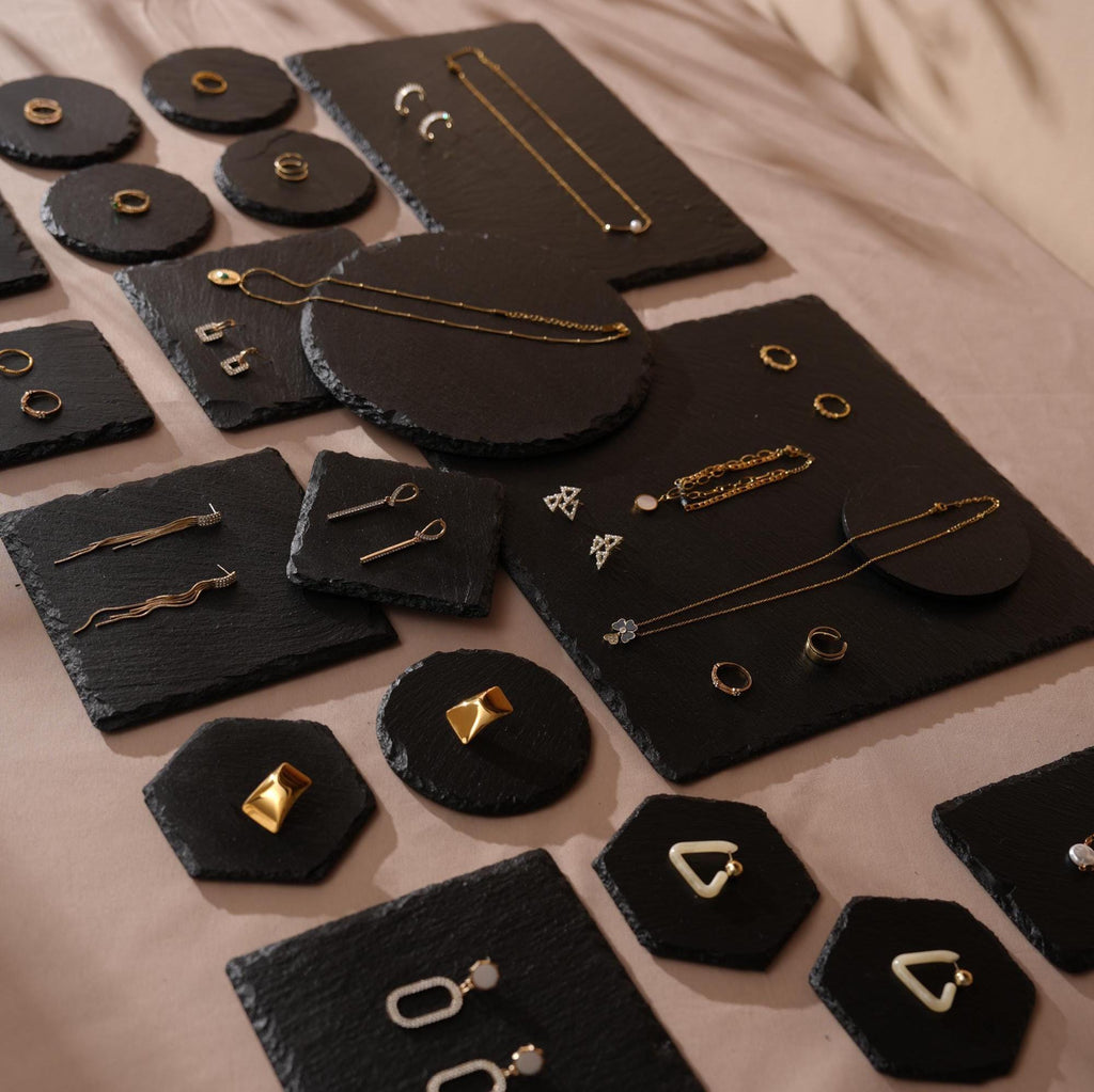 Black Slate Jewelry Display Set: Boutique Showcase Organizer