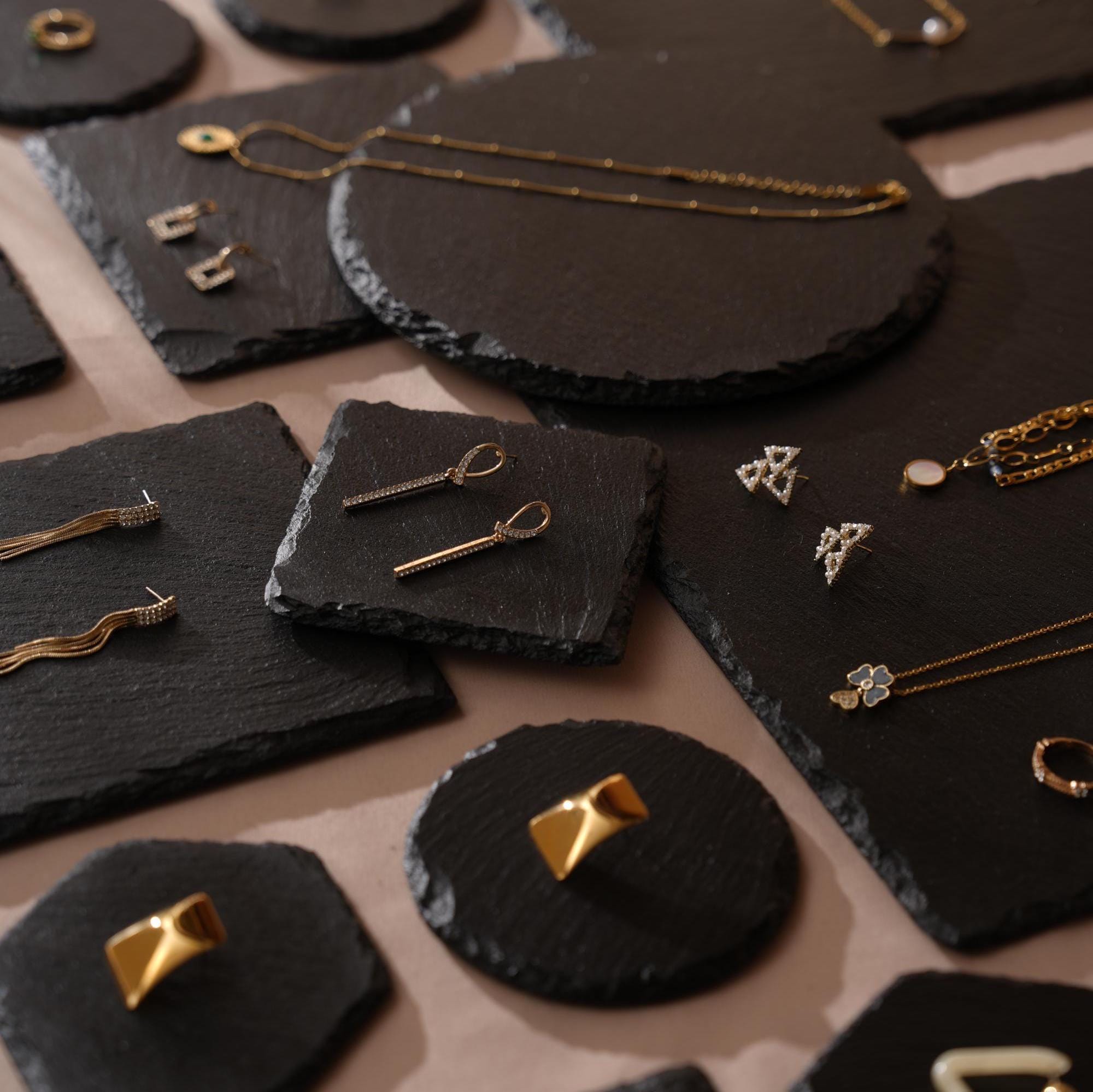 Black Slate Jewelry Display Set: Boutique Showcase Organizer