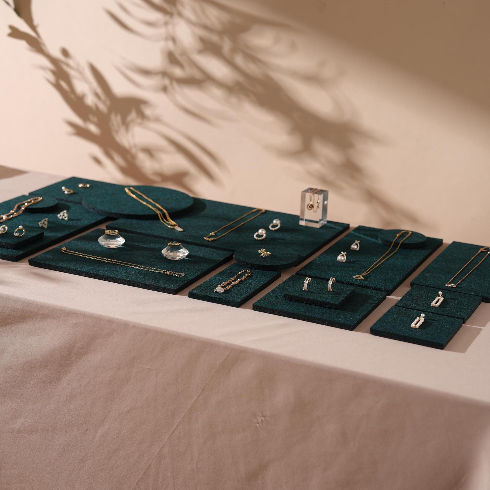 Green Felt Jewelry Display Set