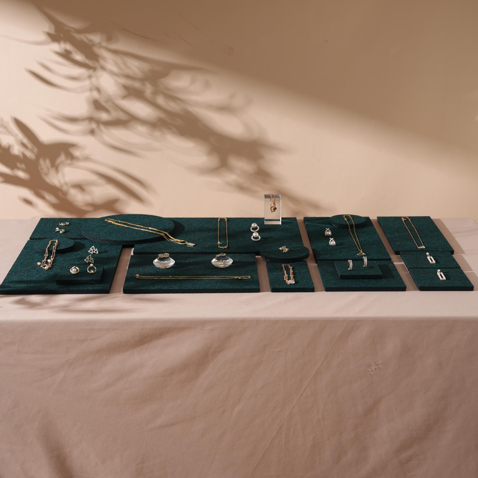 Green Felt Jewelry Display Set