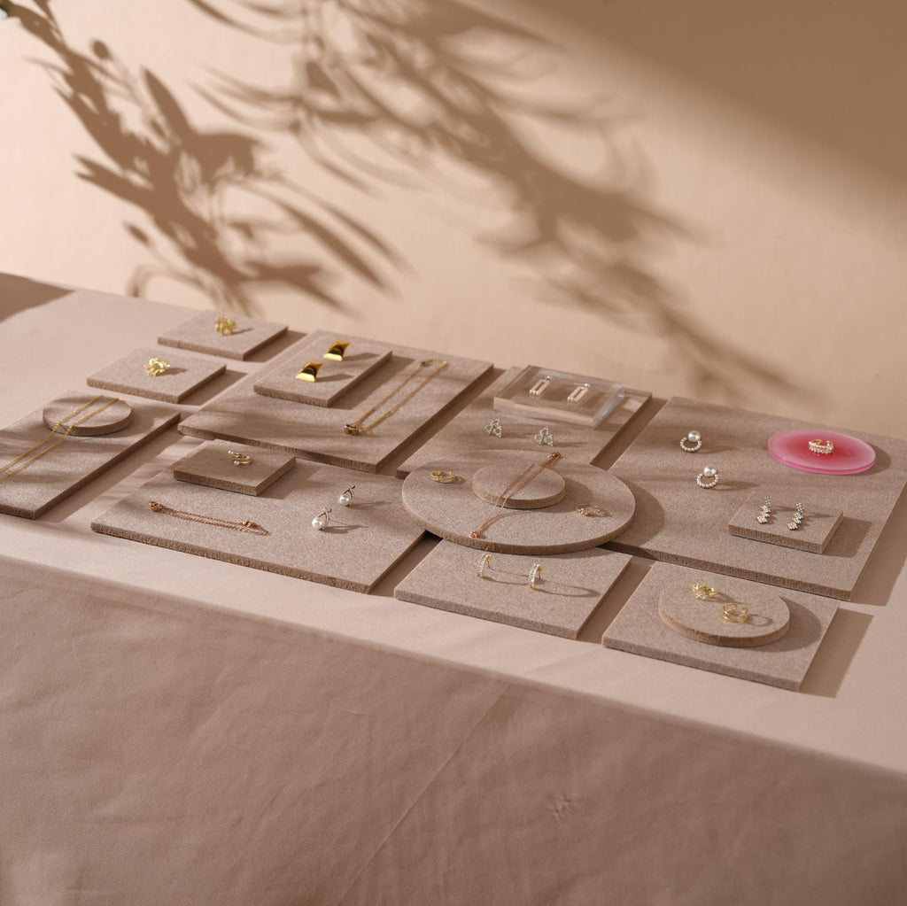 Beige Felt Jewelry Display Set