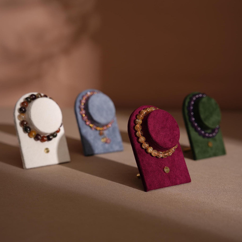 Suede Bracelet Holder Display: Brass Stand Jewelry Organizer