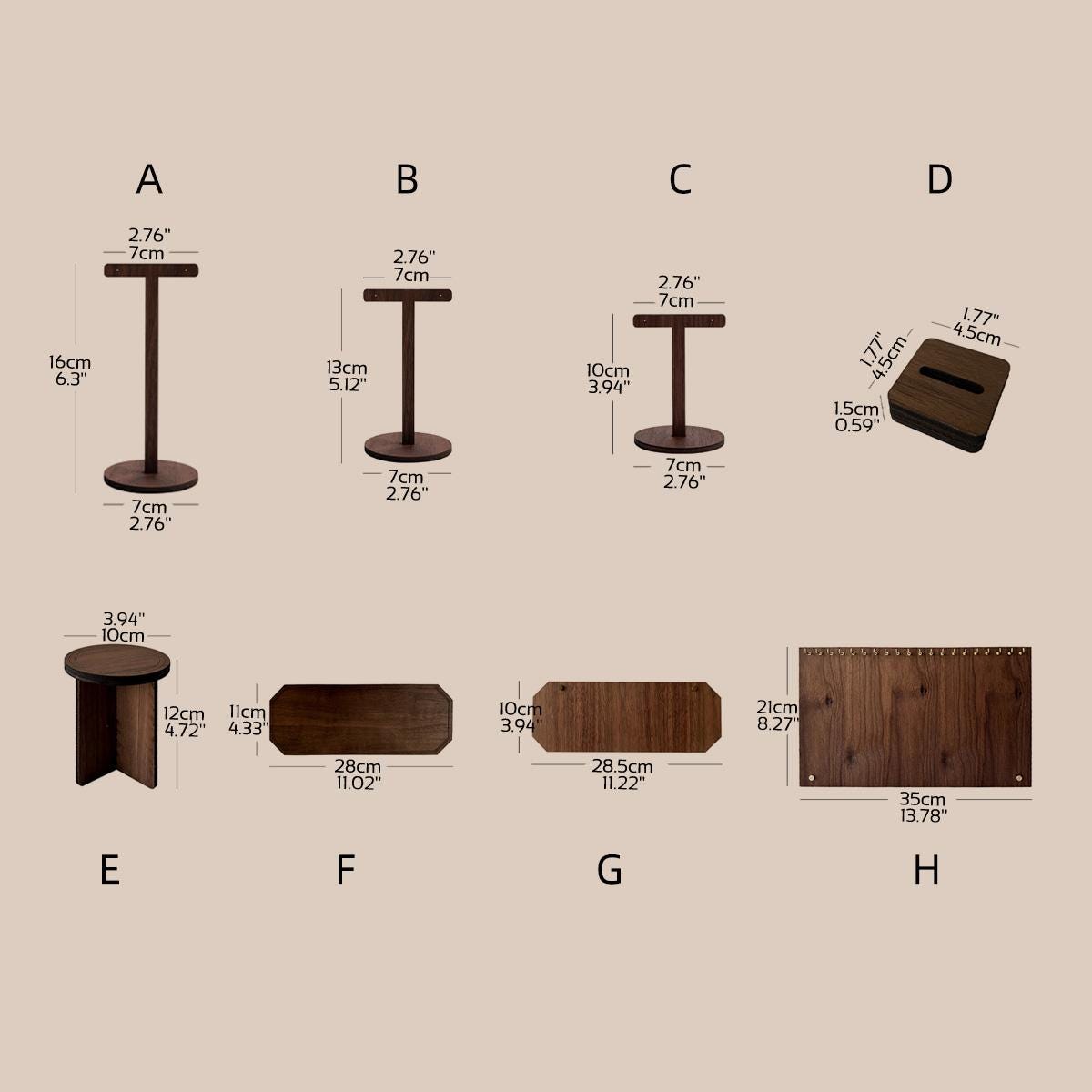 Walnut Veneer Jewelry Display Prop