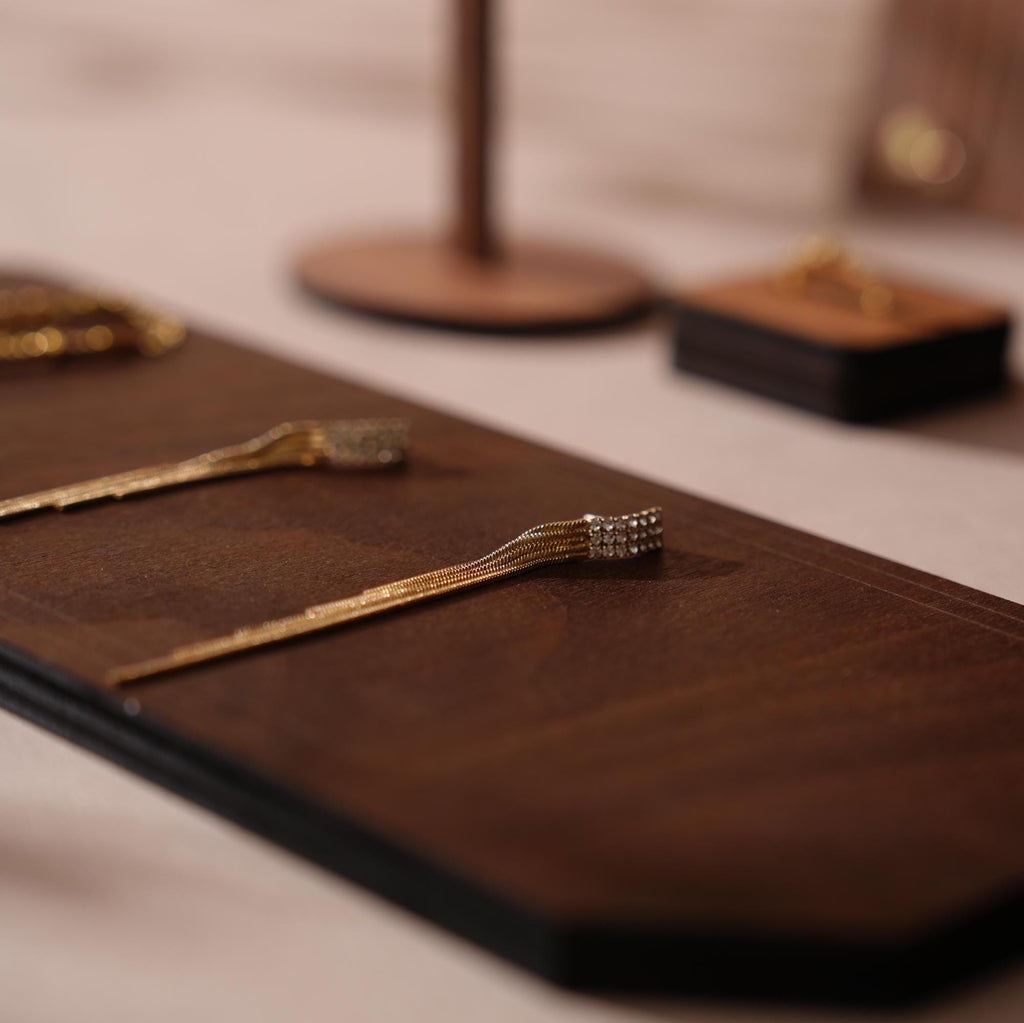 Walnut Veneer Jewelry Display Prop