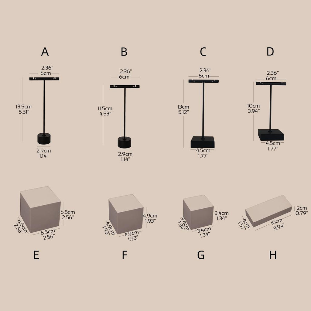 Black T Bar Earring Holder: Gypsum Jewelry Display Stand