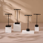 Black T Bar Earring Holder: Gypsum Jewelry Display Stand