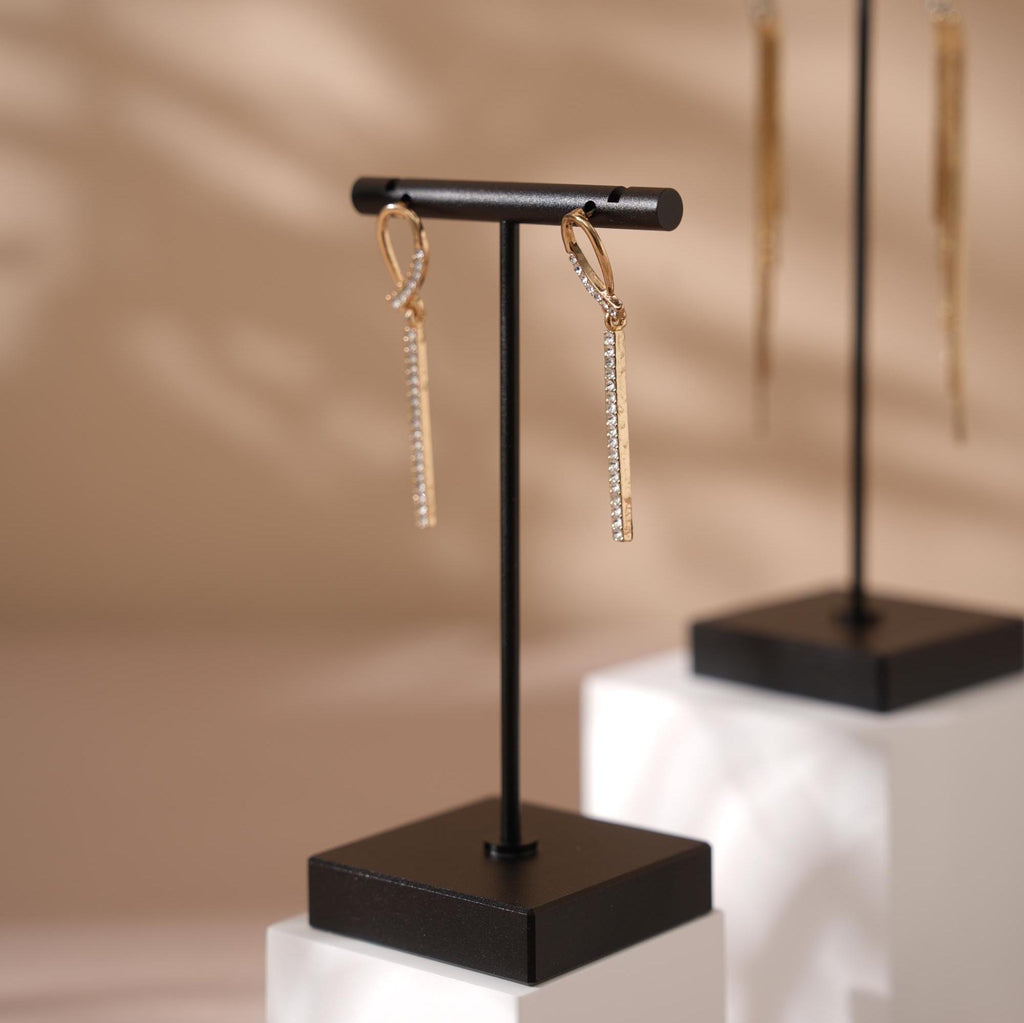 Black T Bar Earring Holder: Gypsum Jewelry Display Stand
