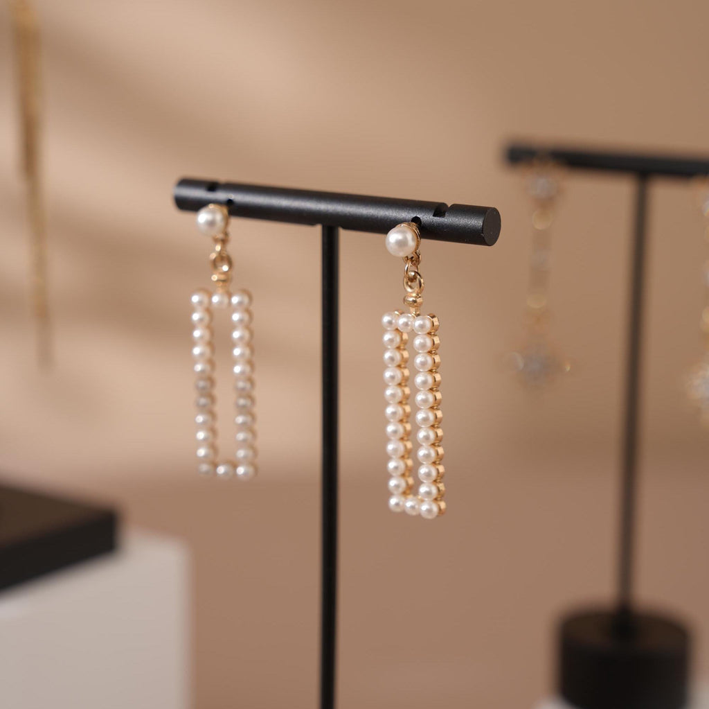 Black T Bar Earring Holder: Gypsum Jewelry Display Stand