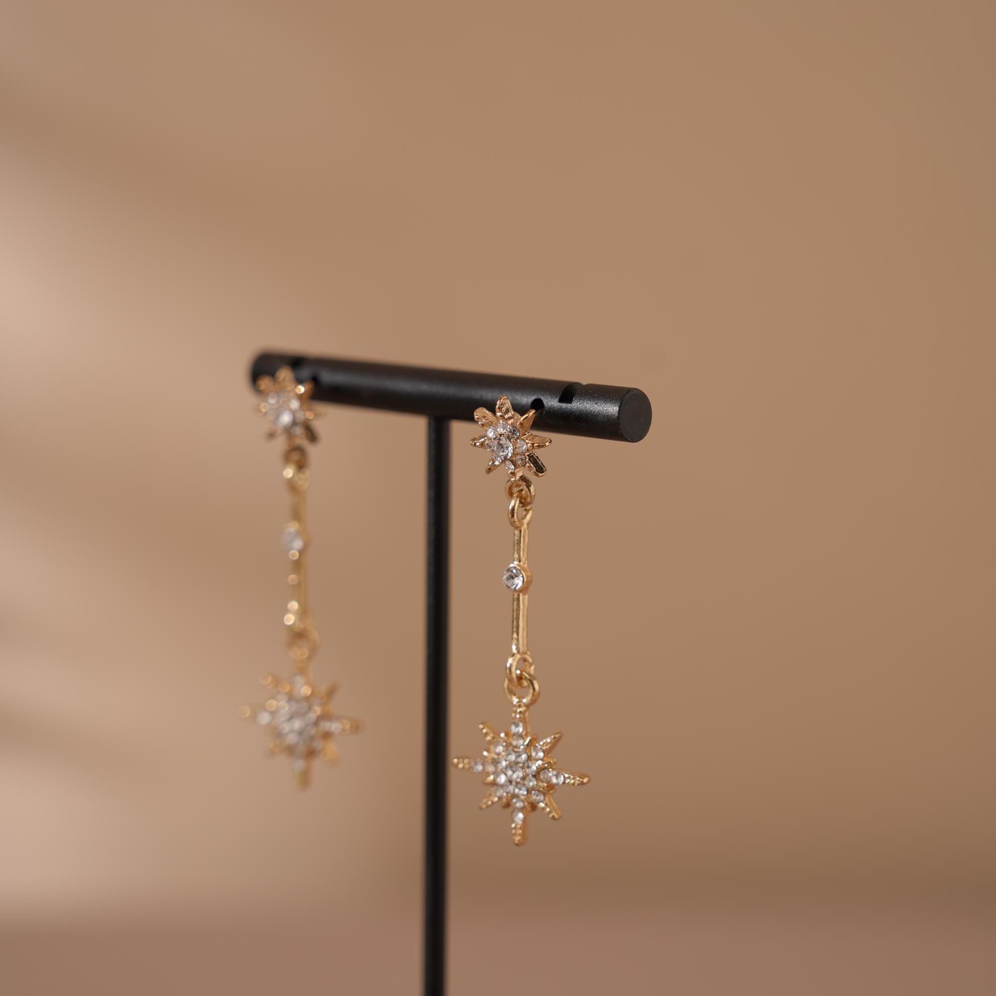 Black T Bar Earring Holder: Gypsum Jewelry Display Stand