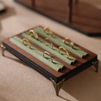 Handcrafted Walnut Veneer Jewelry Display Set | 7 Pieces | 14 Colors