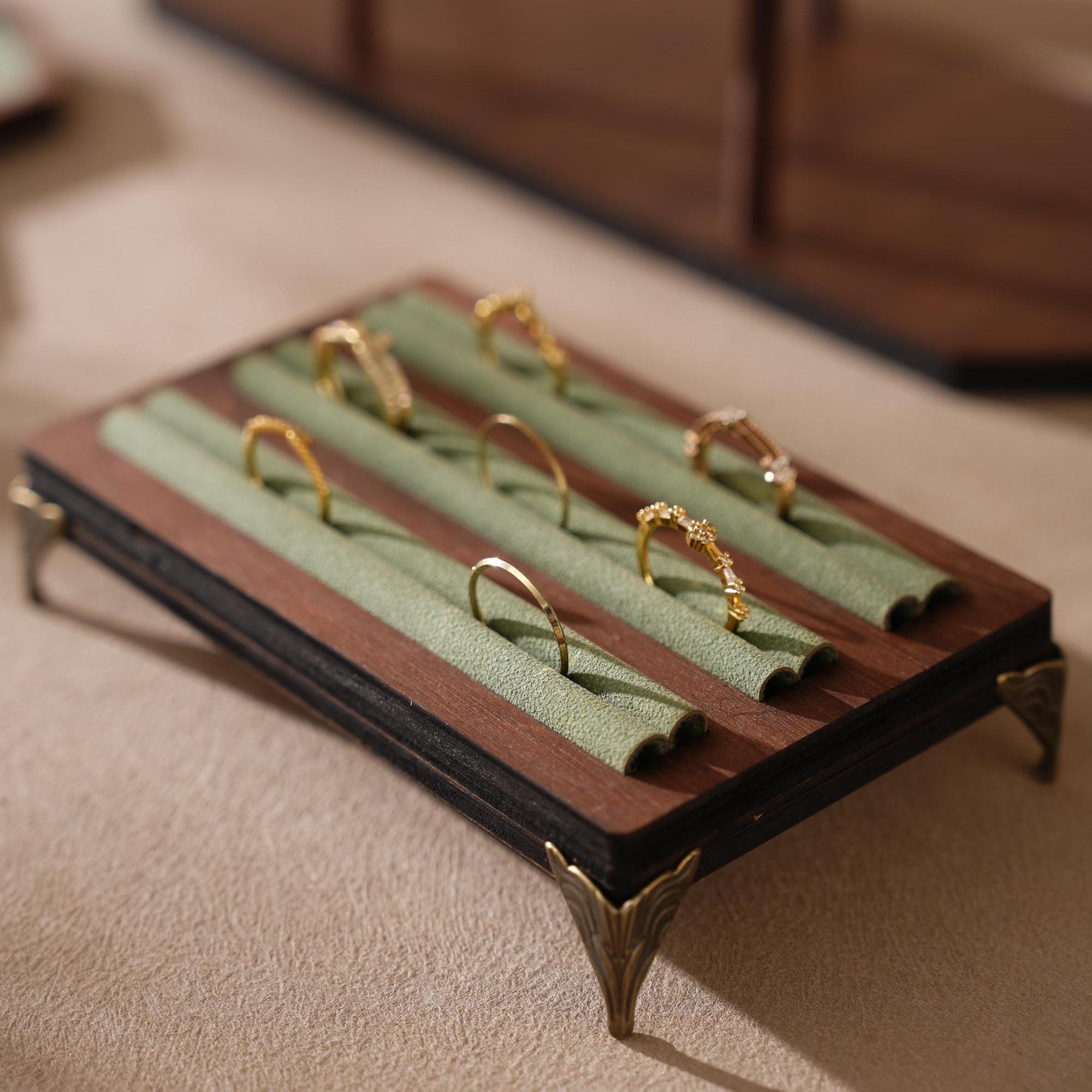 Walnut Veneer Jewelry Vendor Display Set (7-Piece) | 12 Colors