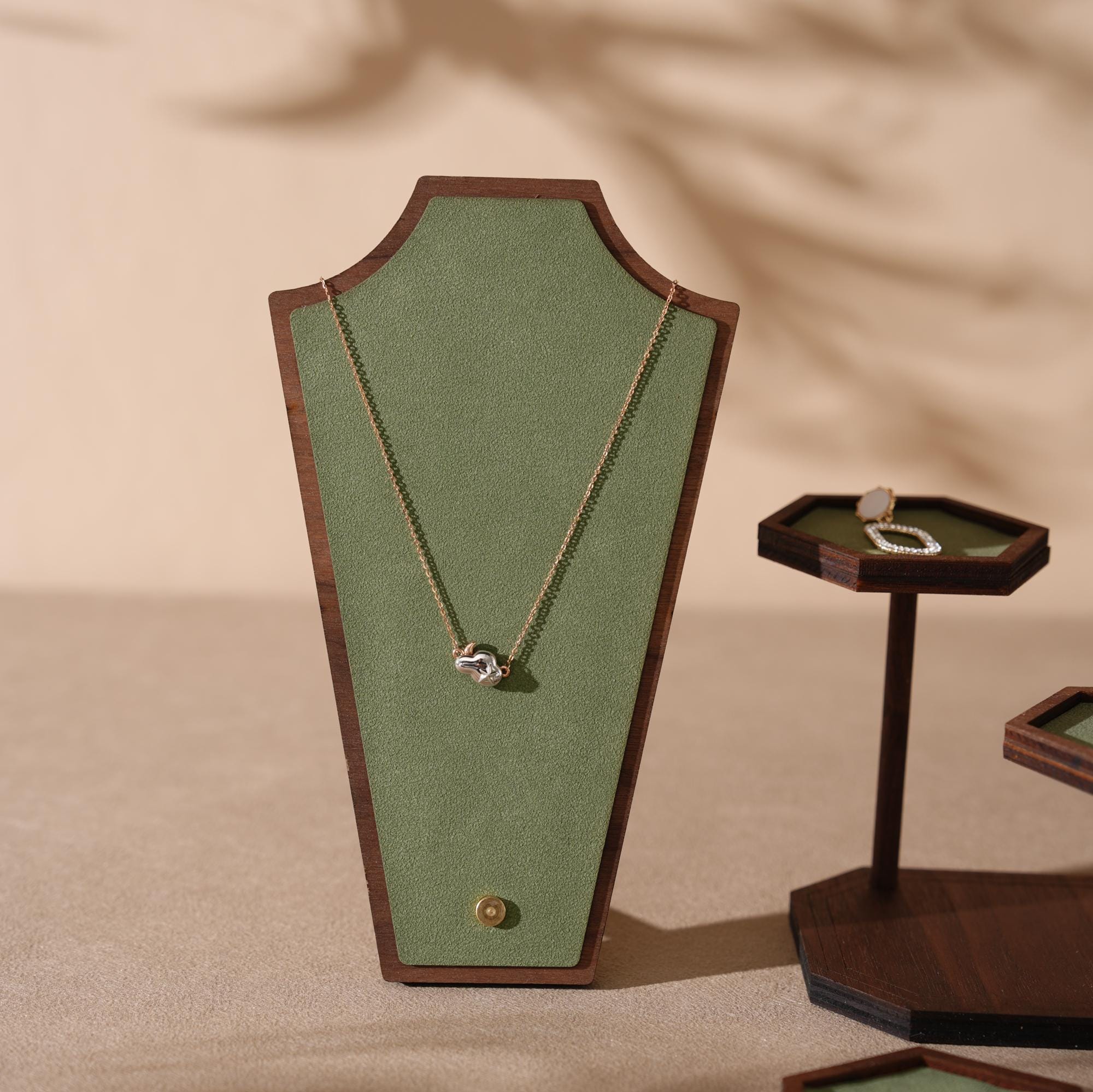 Walnut Veneer Jewelry Vendor Display Set (7-Piece) | 12 Colors