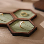 Handcrafted Walnut Veneer Jewelry Display Set | 7 Pieces | 14 Colors