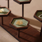 Handcrafted Walnut Veneer Jewelry Display Set | 7 Pieces | 14 Colors