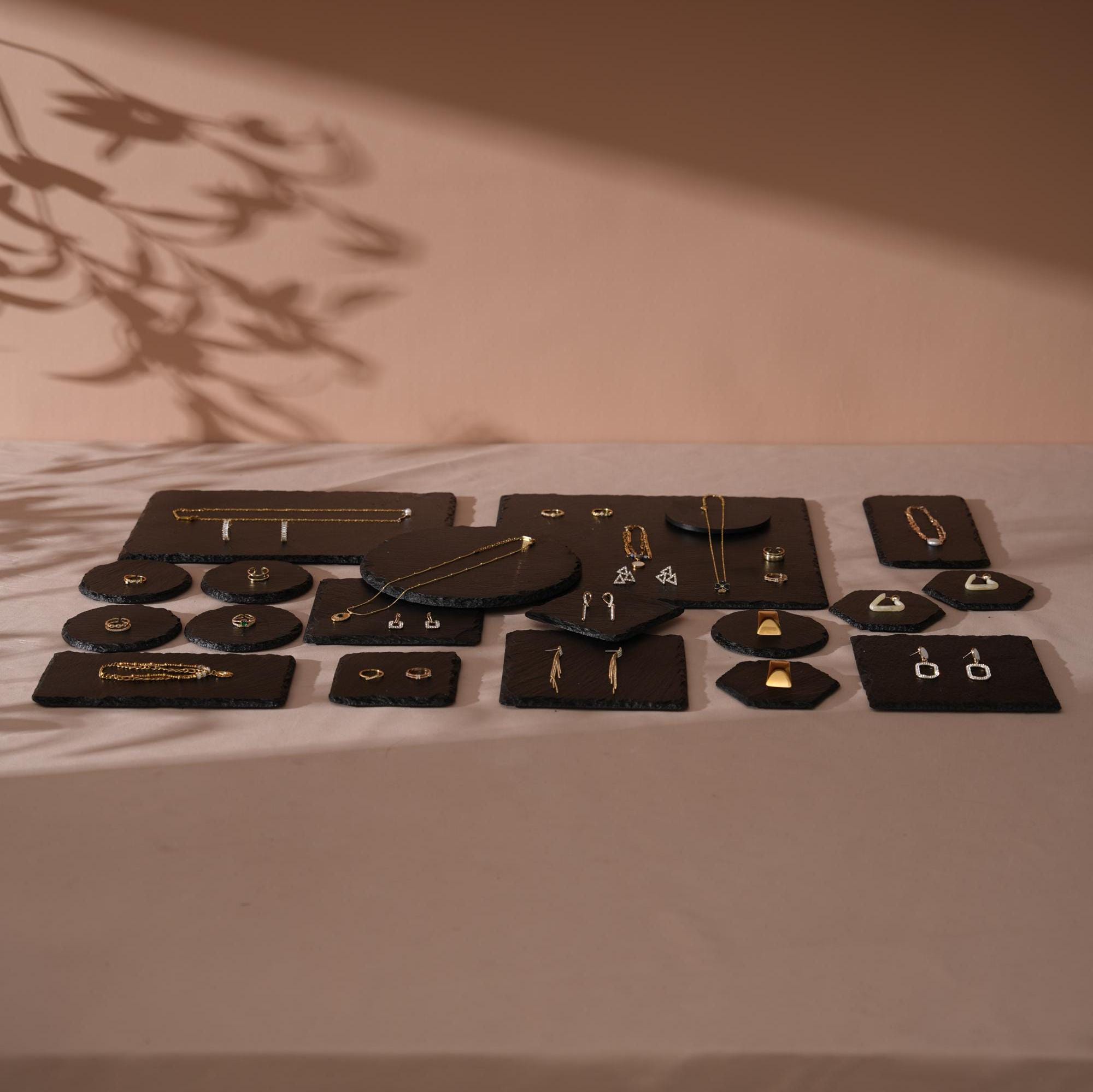 Black Slate Jewelry Display Set: Boutique Showcase Organizer