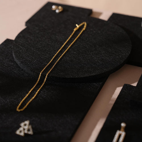 Black Felt Jewelry Display Set: Necklace, Ring, Earring Showcase