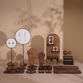 Walnut Veneer 44-Piece Jewelry Display Set