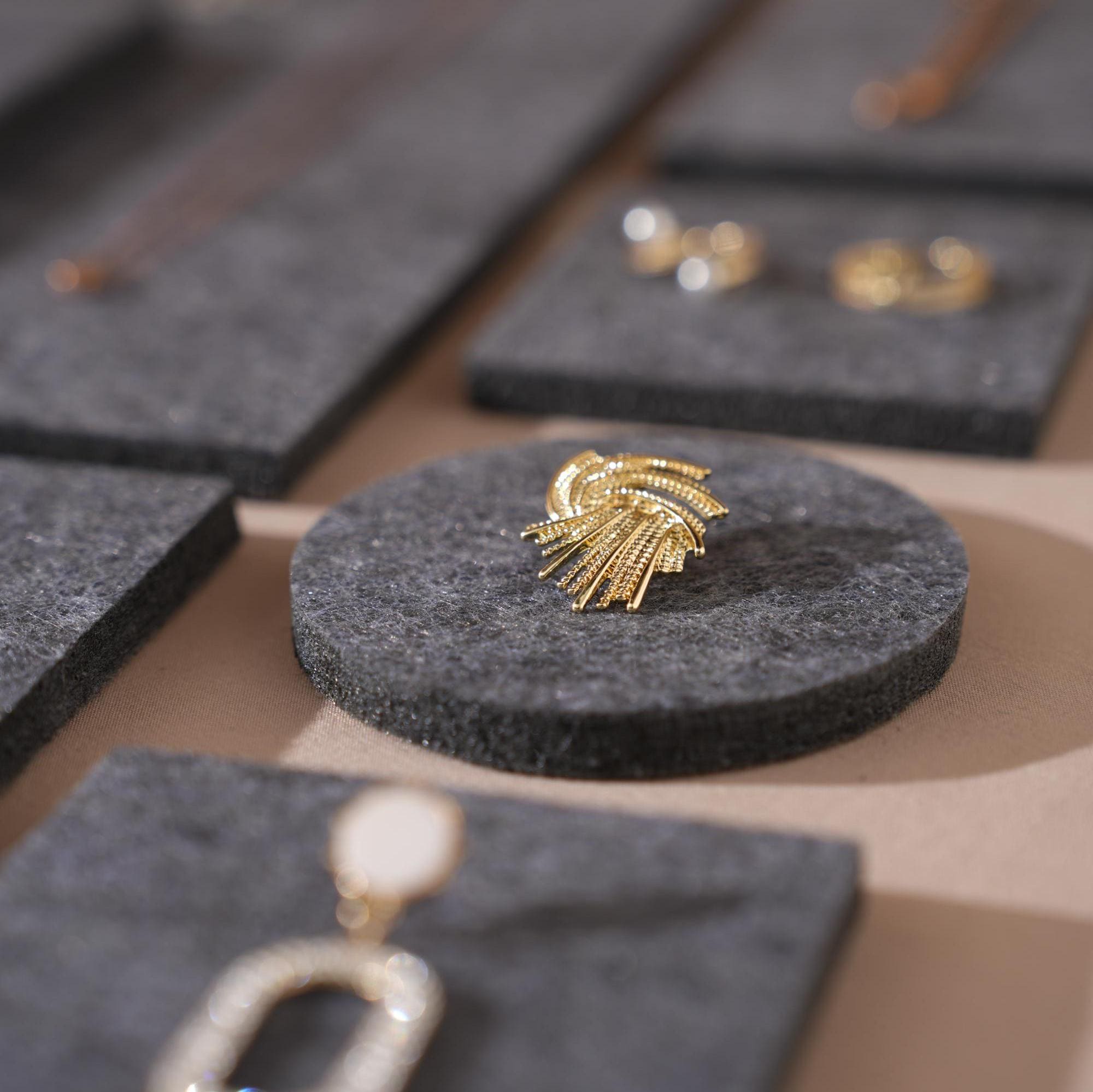 Gray Felt Jewelry Display Set: Necklace, Ring, Earring Showcase