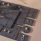Gray Felt Jewelry Display Set: Necklace, Ring, Earring Showcase