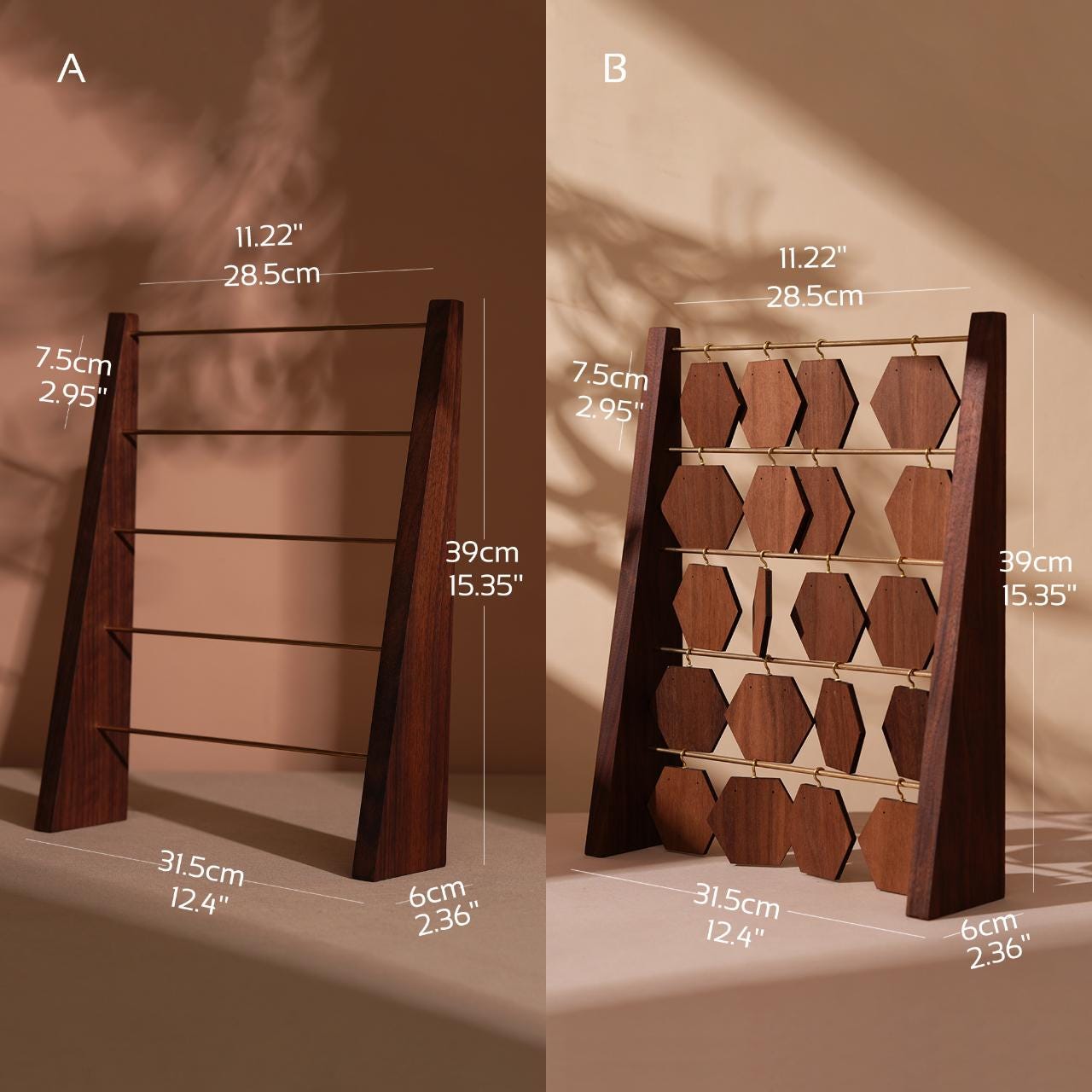 Walnut Earring Display Stand
