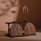 Walnut Veneer Jewelry Display Set: Boutique Earring Necklace Organizer