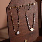 Walnut Veneer Jewelry Display Set: Boutique Earring Necklace Organizer