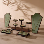 Handcrafted Walnut Veneer Jewelry Display Set | 7 Pieces | 14 Colors