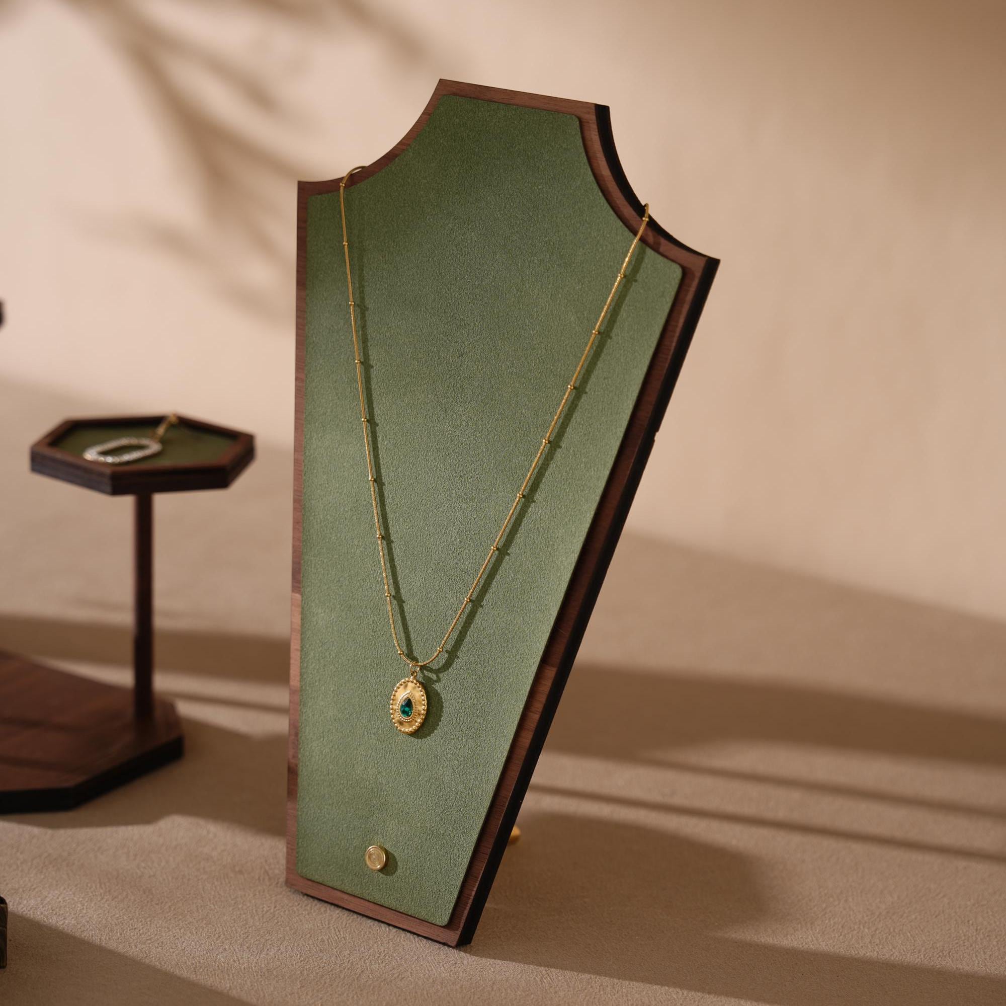 Walnut Veneer Jewelry Vendor Display Set (7-Piece) | 12 Colors