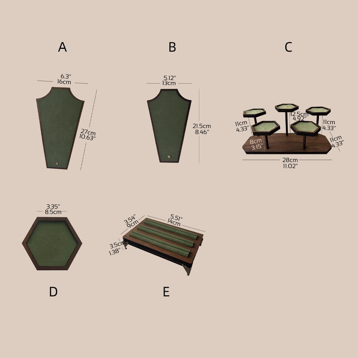 Walnut Veneer Jewelry Vendor Display Set (7-Piece) | 12 Colors