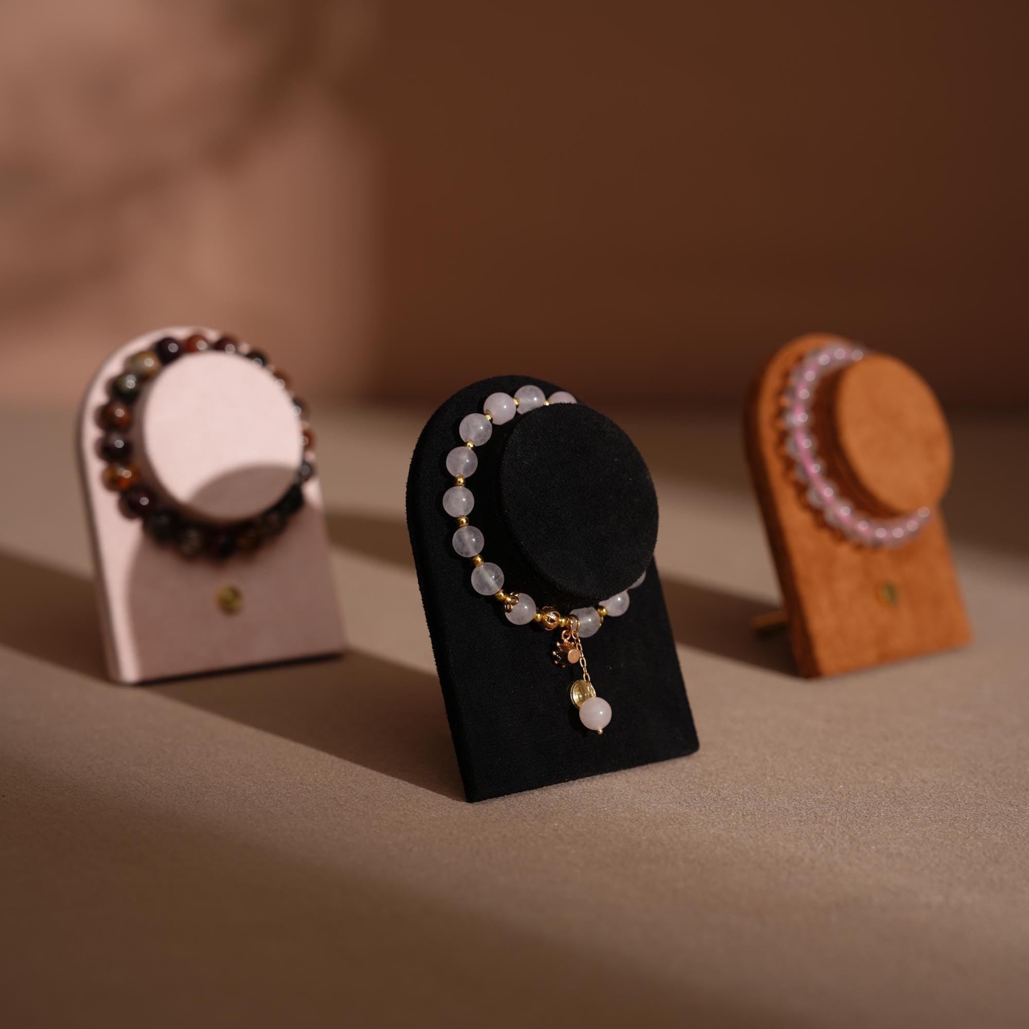 Suede Bracelet Holder Display: Brass Stand Jewelry Organizer