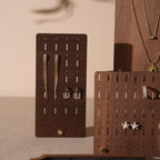 Walnut Veneer 13-Piece Jewelry Display Set: Boutique Booth Organizer