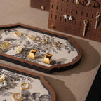 Walnut Veneer 13-Piece Jewelry Display Set: Boutique Booth Organizer