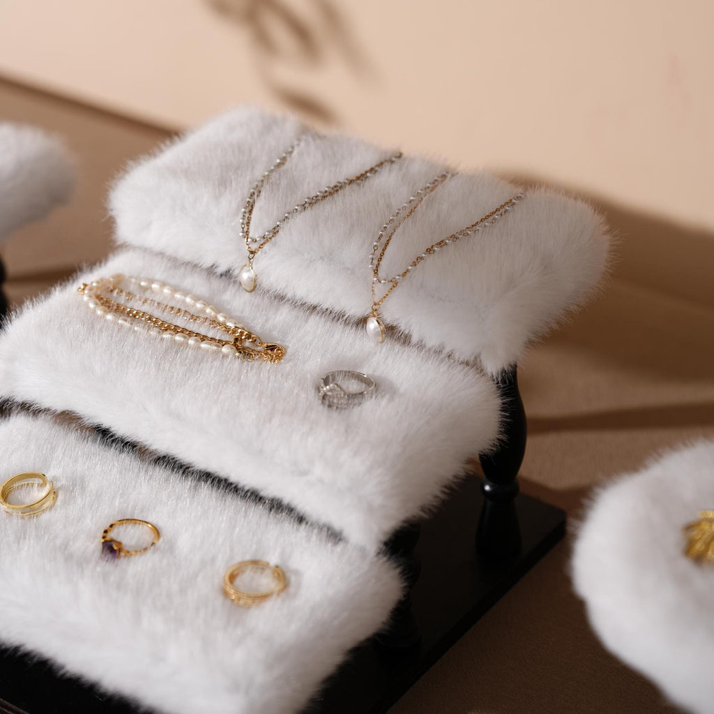 Faux Fur Jewelry Display Set: Boutique Showcase Organizer