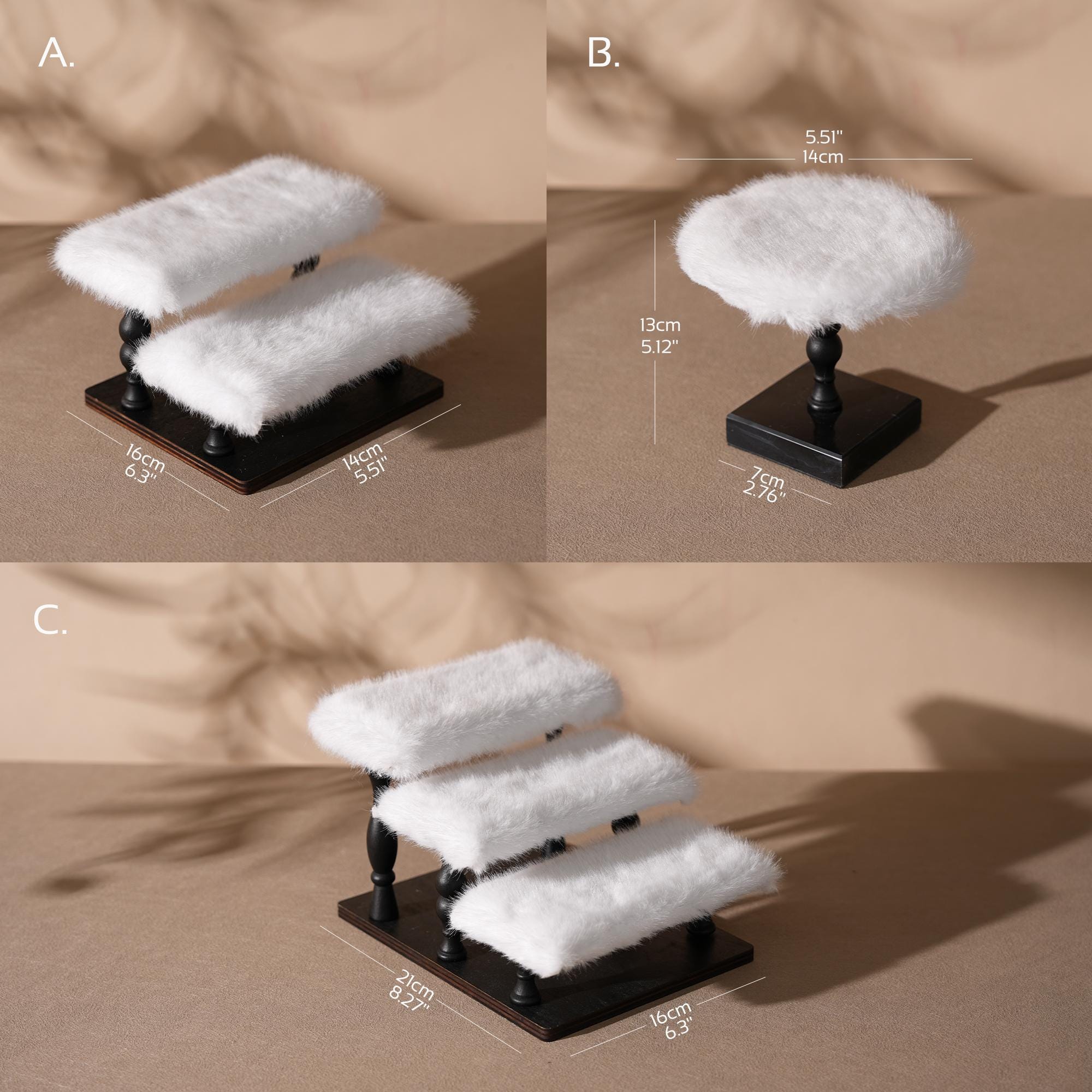 Faux Fur Jewelry Display Set: Boutique Showcase Organizer