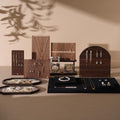 Walnut Veneer 13-Piece Jewelry Display Set: Boutique Booth Organizer