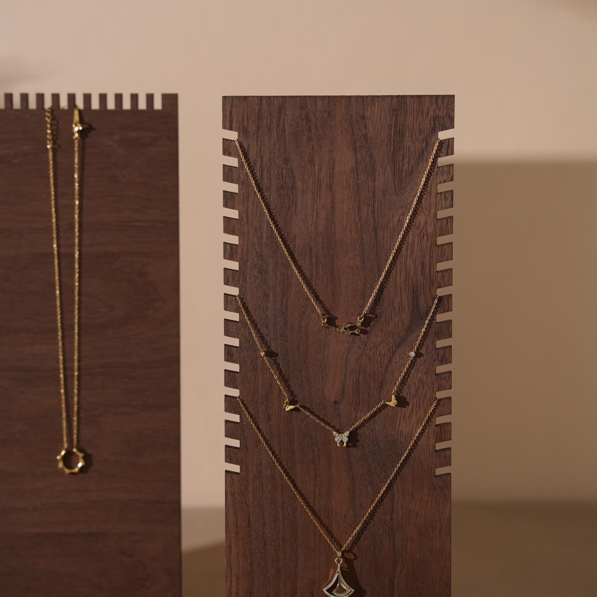 Walnut Veneer Jewelry Display Set