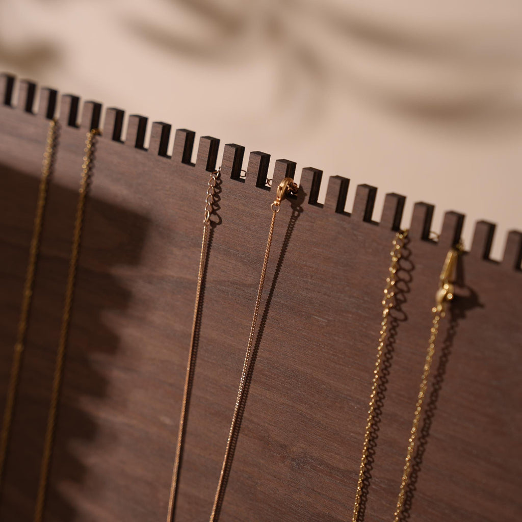 Walnut Veneer Jewelry Display Set